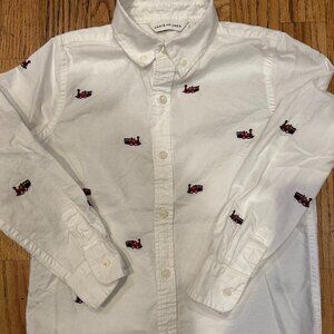 JANIE and JACK Holiday Crisp White Shirt with Train Detail Boys/Kids Size 2T
